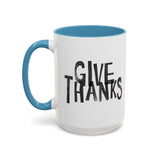 Faith Culture - Give Thanks Christian Thanksgiving Accent Coffee Mug, 11oz and 15oz