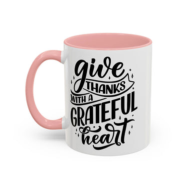 Faith Culture - Give Thanks With a Grateful Heart - Christian Thanksgiving Accent Coffee Mug, 11oz and 15oz