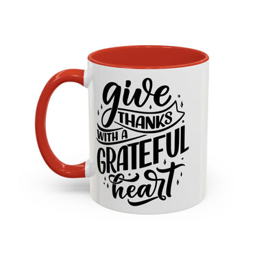 Faith Culture - Give Thanks With a Grateful Heart - Christian Thanksgiving Accent Coffee Mug, 11oz and 15oz