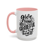 Faith Culture - Give Thanks With a Grateful Heart - Christian Thanksgiving Accent Coffee Mug, 11oz and 15oz
