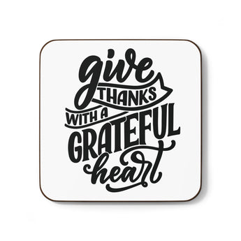 Faith Culture - Give Thanks With a Grateful Heart - Christian Thanksgiving Coaster 3.5" × 3.5" Square Hardboard