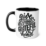 Faith Culture - Give Thanks with a Grateful Heart - Christian Thanksgiving Accent Mug, 11oz Black 11oz