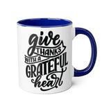 Faith Culture - Give Thanks with a Grateful Heart - Christian Thanksgiving Accent Mug, 11oz