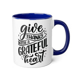 Faith Culture - Give Thanks with a Grateful Heart - Christian Thanksgiving Accent Mug, 11oz