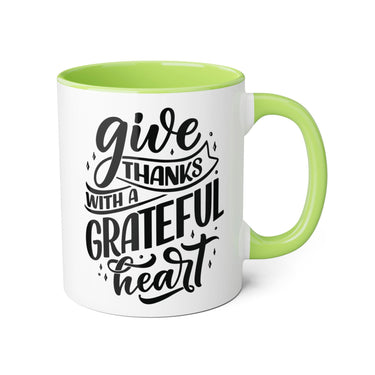 Faith Culture - Give Thanks with a Grateful Heart - Christian Thanksgiving Accent Mug, 11oz