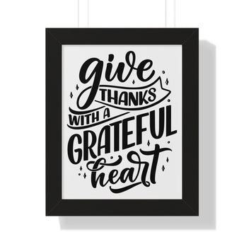 Faith Culture - Give Thanks with a Grateful Heart - Christian Thanksgiving Wall Art 11" x 14" Black