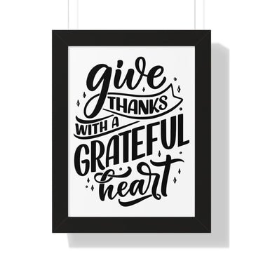 Faith Culture - Give Thanks with a Grateful Heart - Christian Thanksgiving Wall Art 12″ x 16″ Black
