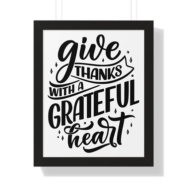 Faith Culture - Give Thanks with a Grateful Heart - Christian Thanksgiving Wall Art 16″ x 20″ Black