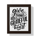 Faith Culture - Give Thanks with a Grateful Heart - Christian Thanksgiving Wall Art 11" x 14" Walnut