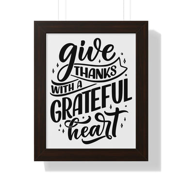 Faith Culture - Give Thanks with a Grateful Heart - Christian Thanksgiving Wall Art 11" x 14" Walnut