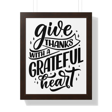 Faith Culture - Give Thanks with a Grateful Heart - Christian Thanksgiving Wall Art 16″ x 20″ Walnut