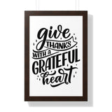 Faith Culture - Give Thanks with a Grateful Heart - Christian Thanksgiving Wall Art 16″ x 24″ Walnut