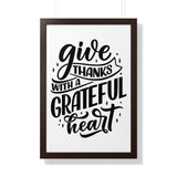 Faith Culture - Give Thanks with a Grateful Heart - Christian Thanksgiving Wall Art 20" x 30" Walnut