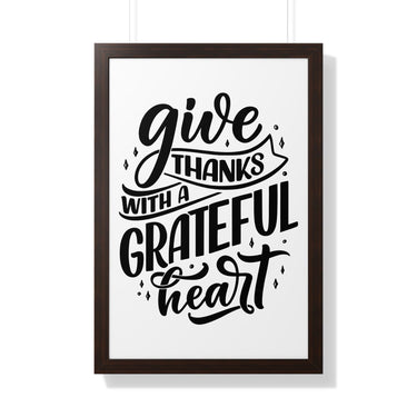 Faith Culture - Give Thanks with a Grateful Heart - Christian Thanksgiving Wall Art 20" x 30" Walnut