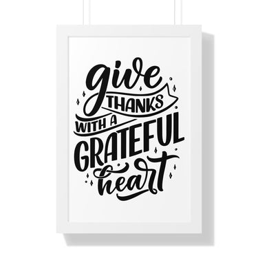 Faith Culture - Give Thanks with a Grateful Heart - Christian Thanksgiving Wall Art 16″ x 24″ White