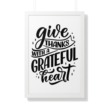 Faith Culture - Give Thanks with a Grateful Heart - Christian Thanksgiving Wall Art 20" x 30" White
