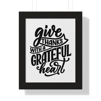 Faith Culture - Give Thanks with a Grateful Heart - Christian Thanksgiving Wall Art 11" x 14" Black