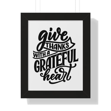 Faith Culture - Give Thanks with a Grateful Heart - Christian Thanksgiving Wall Art 11" x 14" Black