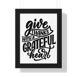 Faith Culture - Give Thanks with a Grateful Heart - Christian Thanksgiving Wall Art 12″ x 16″ Black