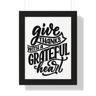 Faith Culture - Give Thanks with a Grateful Heart - Christian Thanksgiving Wall Art 12″ x 16″ Black