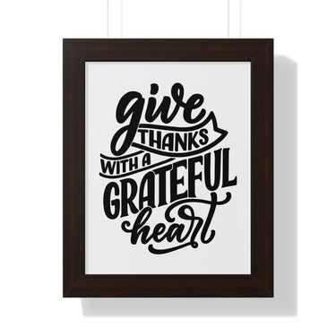 Faith Culture - Give Thanks with a Grateful Heart - Christian Thanksgiving Wall Art 11" x 14" Walnut