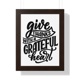 Faith Culture - Give Thanks with a Grateful Heart - Christian Thanksgiving Wall Art 12″ x 16″ Walnut