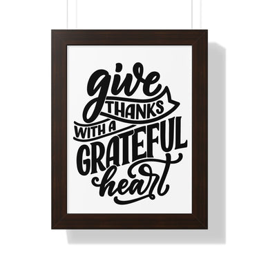 Faith Culture - Give Thanks with a Grateful Heart - Christian Thanksgiving Wall Art 12″ x 16″ Walnut