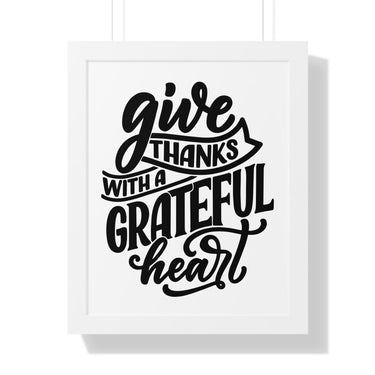 Faith Culture - Give Thanks with a Grateful Heart - Christian Thanksgiving Wall Art 16″ x 20″ White