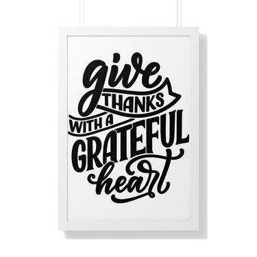 Faith Culture - Give Thanks with a Grateful Heart - Christian Thanksgiving Wall Art 20" x 30" White