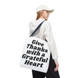 Faith Culture - Give Thanks with a Grateful Heart Tote Bag Thanksgiving Gift Christian Inspirational Carryall