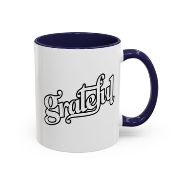 Faith Culture - Grateful - Christian Thanksgiving Accent Coffee Mug, 11oz and 15oz 11oz Navy