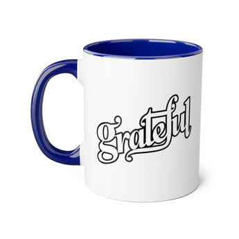 Faith Culture - Grateful - Christian Thanksgiving Accent Mug, 11oz Blue 11oz