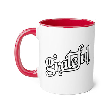 Faith Culture - Grateful - Christian Thanksgiving Accent Mug, 11oz Red 11oz