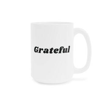 Faith Culture - Grateful Ceramic Coffee Mug Christian Thanksgiving Gift 15oz White