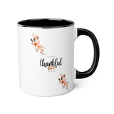 Faith Culture - Grateful, Thankful, Blessed Floral - Christian Thanksgiving Accent Mug, 11oz