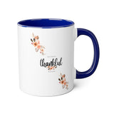 Faith Culture - Grateful, Thankful, Blessed Floral - Christian Thanksgiving Accent Mug, 11oz