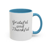 Faith Culture - Grateful and Thankful - Christian Thanksgiving Accent Coffee Mug, 11oz and 15oz 11oz Light Blue