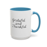 Faith Culture - Grateful and Thankful - Christian Thanksgiving Accent Coffee Mug, 11oz and 15oz 15oz Light Blue