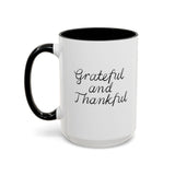 Faith Culture - Grateful and Thankful - Christian Thanksgiving Accent Coffee Mug, 11oz and 15oz