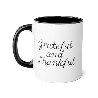 Faith Culture - Grateful and Thankful - Christian Thanksgiving Accent Mug, 11oz Black 11oz