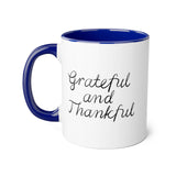 Faith Culture - Grateful and Thankful - Christian Thanksgiving Accent Mug, 11oz Blue 11oz