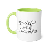 Faith Culture - Grateful and Thankful - Christian Thanksgiving Accent Mug, 11oz Light Green 11oz