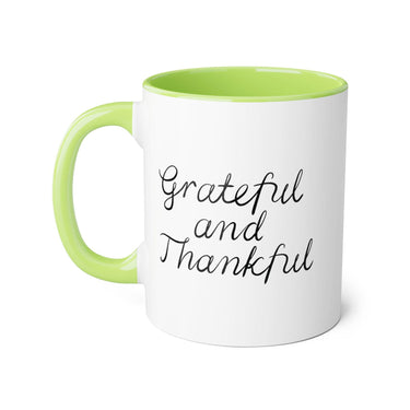 Faith Culture - Grateful and Thankful - Christian Thanksgiving Accent Mug, 11oz Light Green 11oz