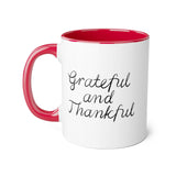 Faith Culture - Grateful and Thankful - Christian Thanksgiving Accent Mug, 11oz Red 11oz