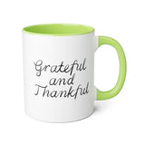 Faith Culture - Grateful and Thankful - Christian Thanksgiving Accent Mug, 11oz