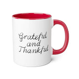 Faith Culture - Grateful and Thankful - Christian Thanksgiving Accent Mug, 11oz