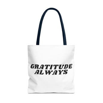 Faith Culture - Gratitude Always Christian Tote Bag Thanksgiving Gift Inspirational Everyday Bag 18" × 18'' Navy
