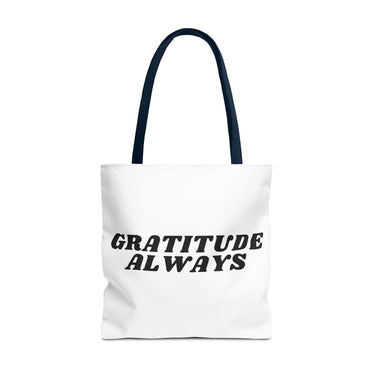 Faith Culture - Gratitude Always Christian Tote Bag Thanksgiving Gift Inspirational Everyday Bag 18" × 18'' Navy