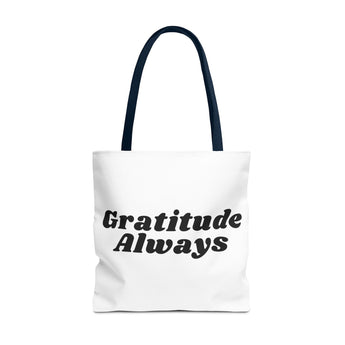 Faith Culture - Gratitude Always Tote Bag Thanksgiving Gift Christian Inspirational Carryall 18" × 18'' Navy