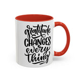 Faith Culture - Gratitude Changes Everything - Christian Thanksgiving Accent Coffee Mug, 11oz and 15oz 11oz Red